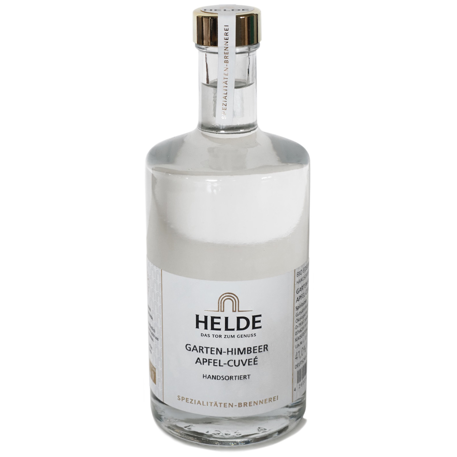 Helde Gartenhimbeer-Apfel-Cuvée handsortiert 42%vol. Helde Gartenhimbeer-Apfel-Cuvée handsortiert 42%vol.