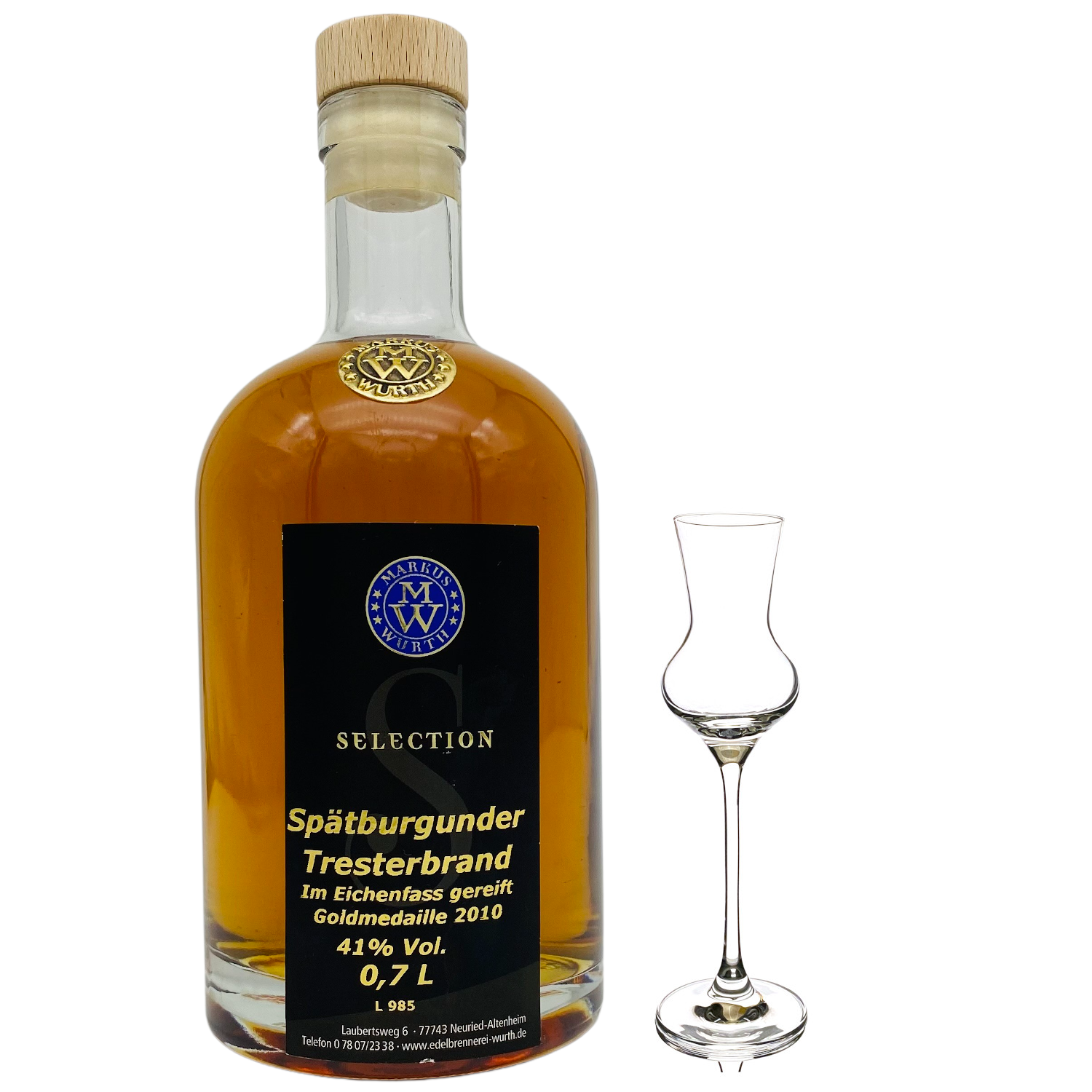 Wurth Spätburgundertrester Eichenfass Edelbrand des Jahres 2019 41%vol. Wurth Spätburgundertrester Eichenfass Edelbrand des Jahres 2019 41%vol.