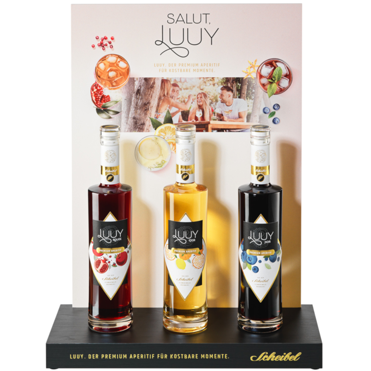 Scheibel Luuy Depot inkl. 3x Luuy noir, d´Or, rouge 1,5l 22%vol.