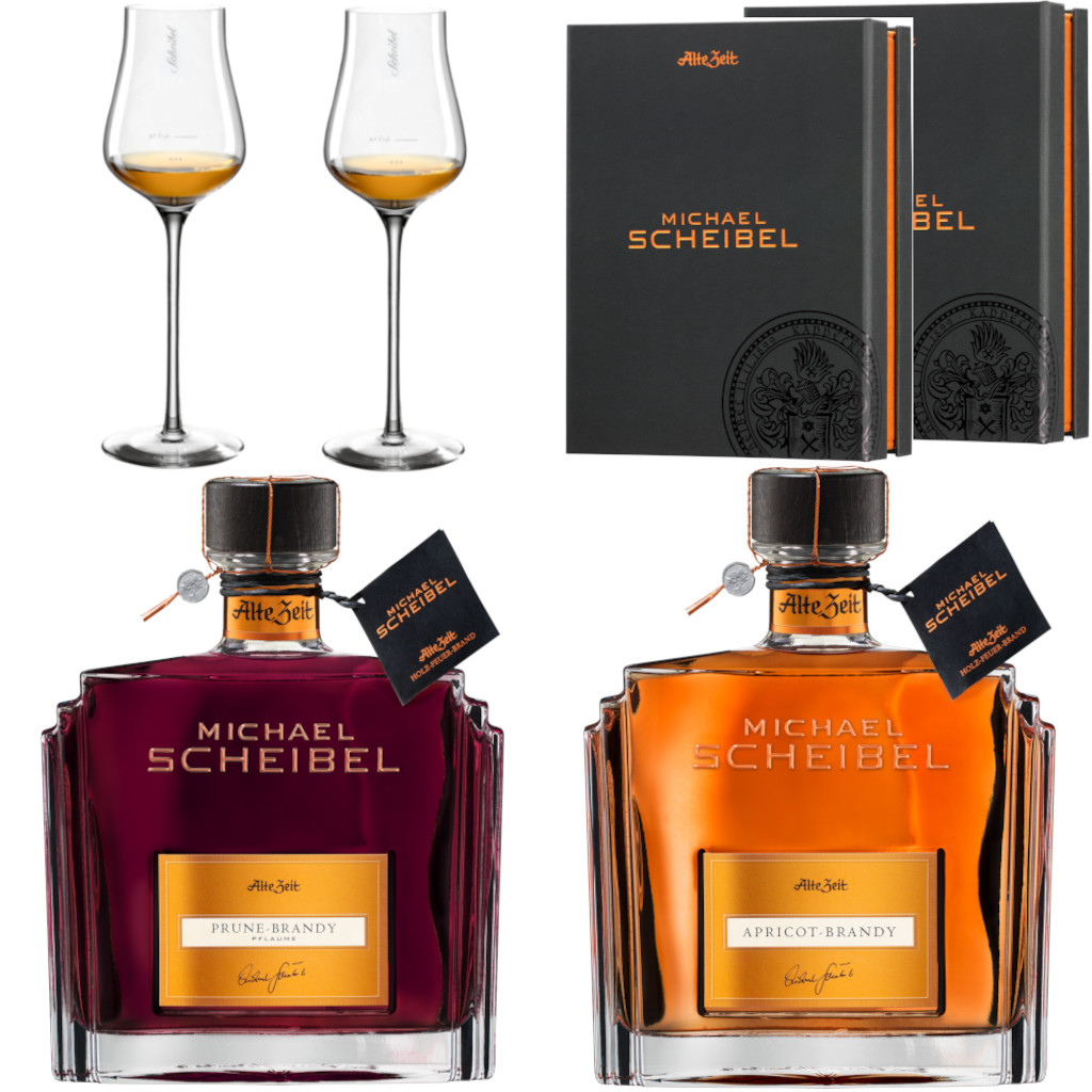 Scheibel Brandy Sparset 1 Apricot Prune inkl. 2 Galagläser 35%vol.