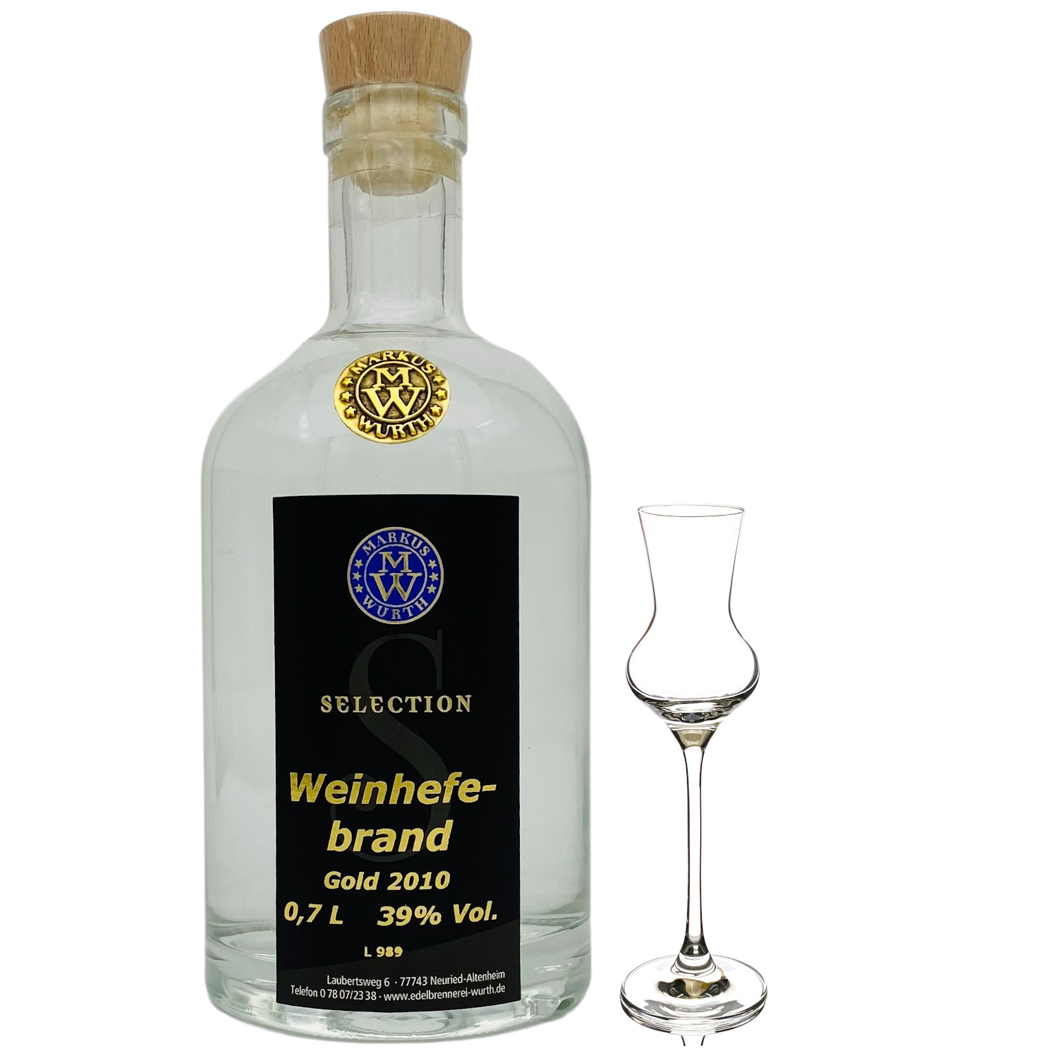 Wurth Weinhefebrand 39%vol.